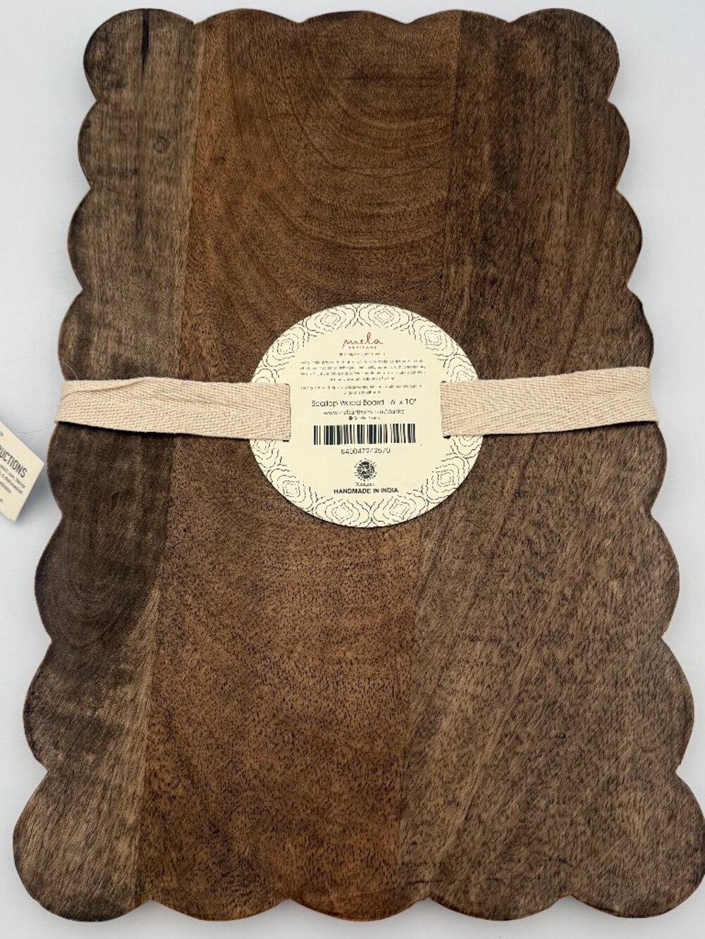 Mela Artisans Scallop Wood Board 16" x 10"